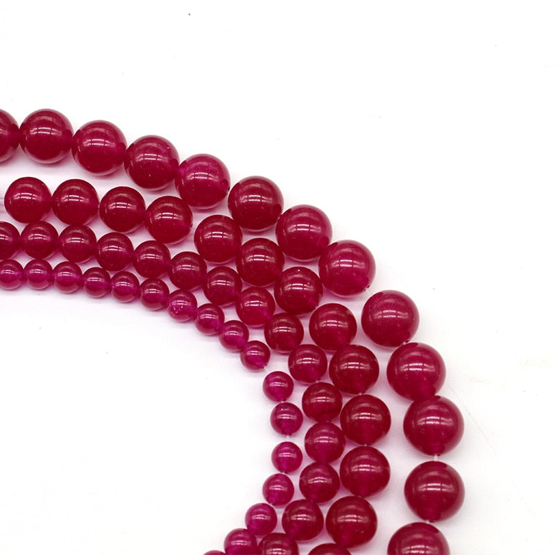 Natural Rose Red Chalcedony Jades Stone Beads