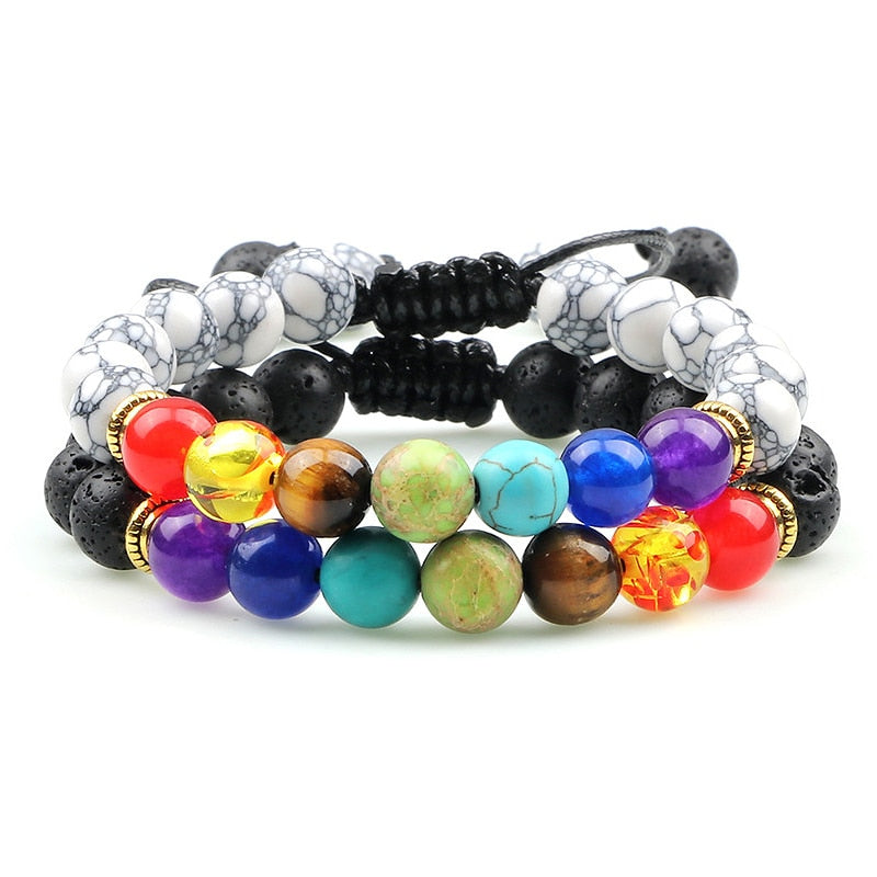 Men Women 8mm Natural Beaded Bracelet Lava