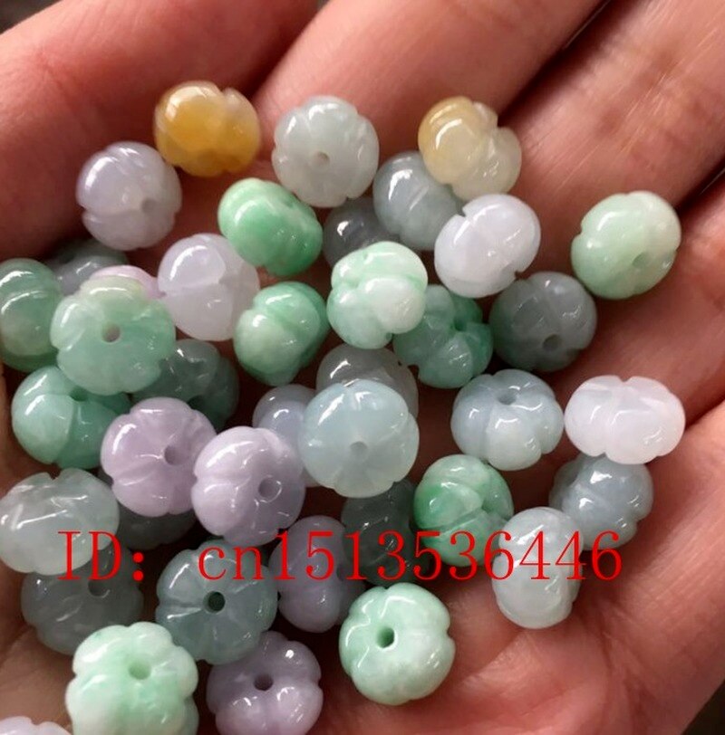 10PC Jade Emerald Tri-coloured Pumpkin Bead