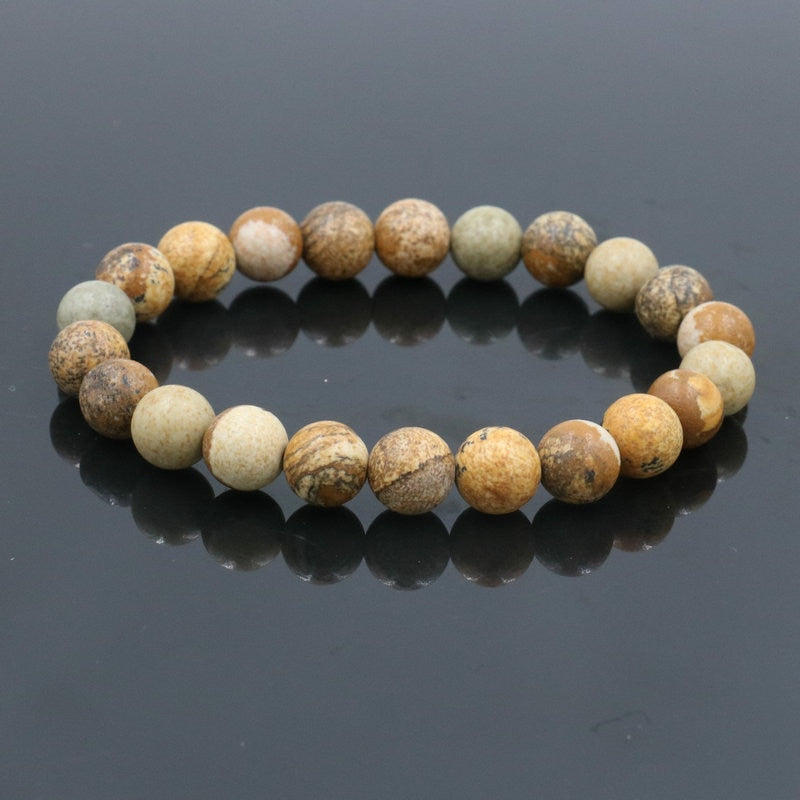 Stone Bracelet Men 8MM Beads Elastic Bracelet