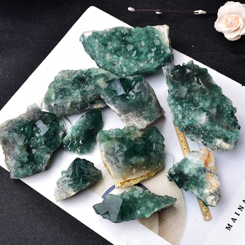 100% Natural Stone Green Fluorite Mineral Crystal