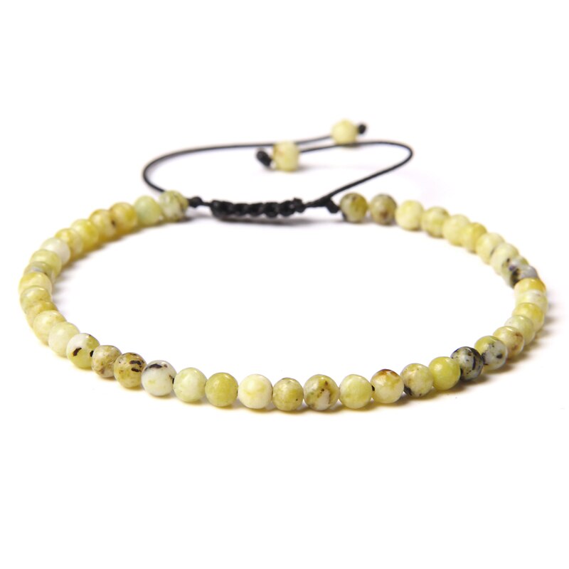 4mm Natural Stone Beads Braided Bracelet Labradorite