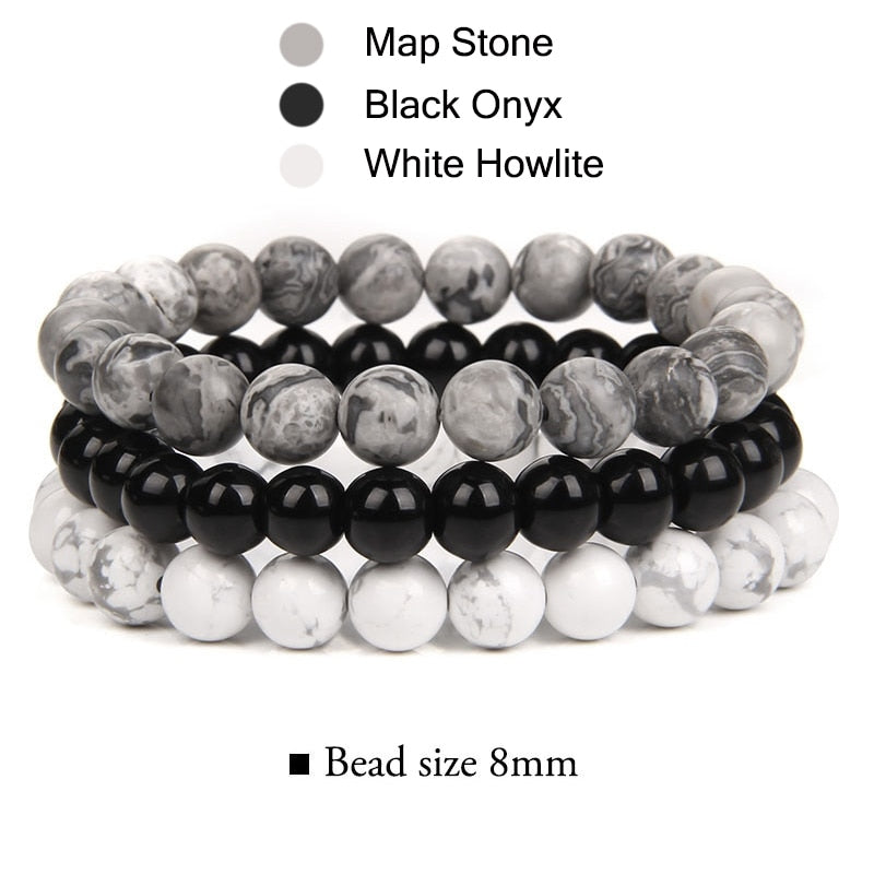 Natural Stone Beads Bracelet Set Rhodonite