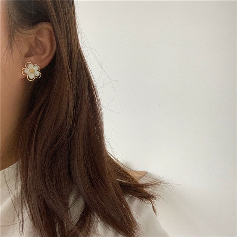 Resin Flower Stud Earrings Korean Fashion