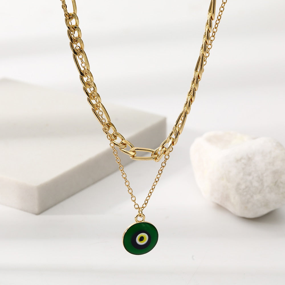 Lost Lady The Green Acrylic Evil Eye Pendant Necklace