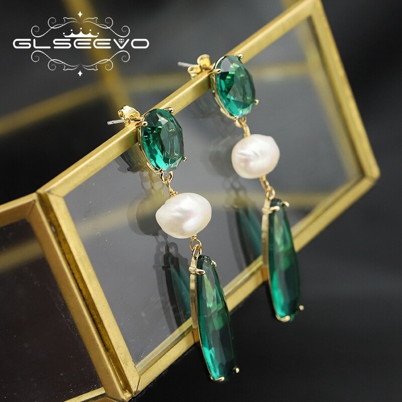 Retro Baroque Emerald Water Droplets Drop Earrings