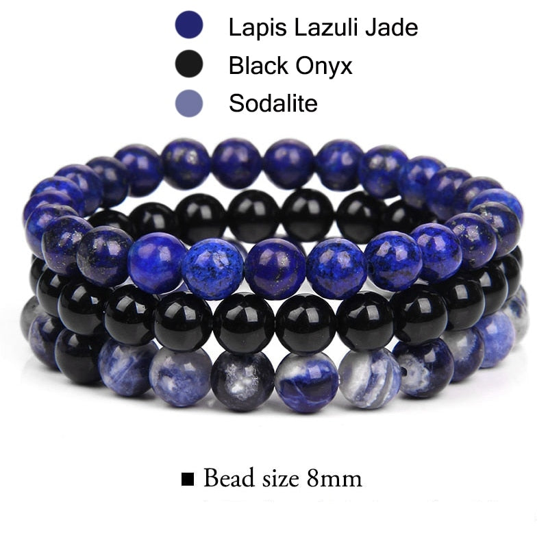 Natural Stone Beads Bracelet Set Rhodonite