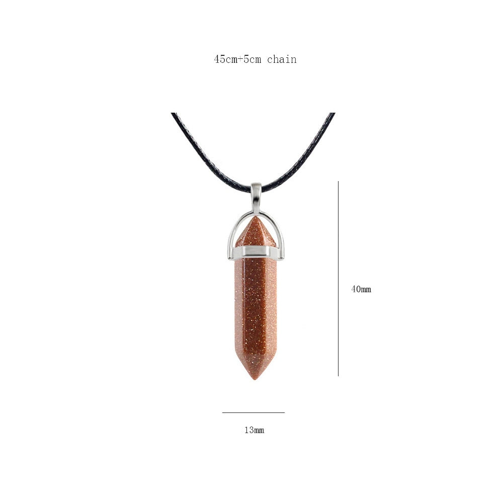 Point Pillar Bullet Hexagonal Column Necklace Stone