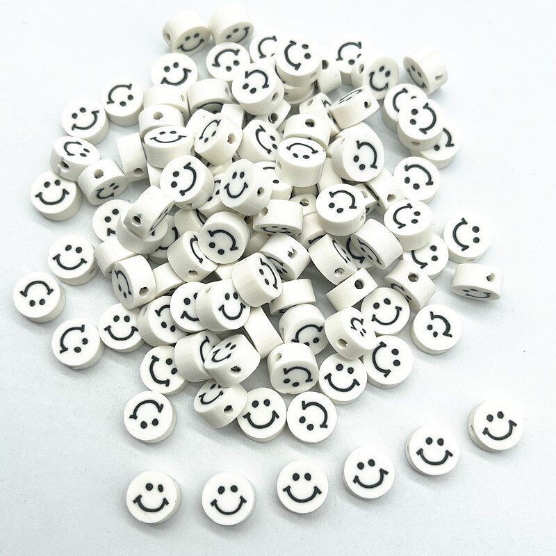 30pcs 10mm Multicolour Smiling Face Beads