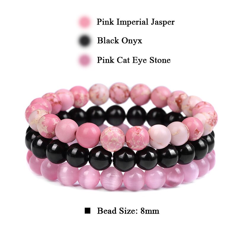 Natural Stone Beads Bracelet Set Rhodonite