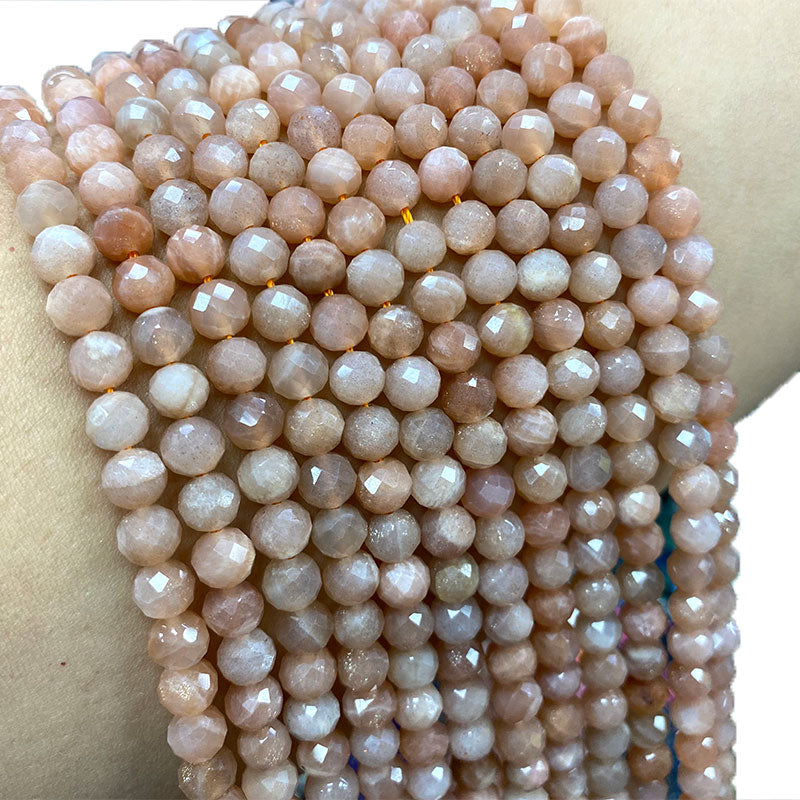 Fine 100% Natural Stone Faceted Sunstone Round
