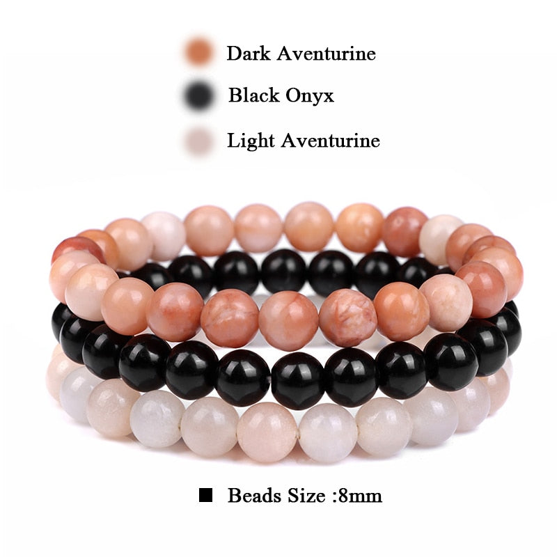 Natural Stone Beads Bracelet Set Rhodonite