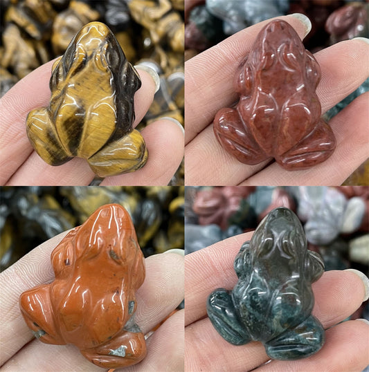 Frog Statue Natural Stones Ornament Hand Carved