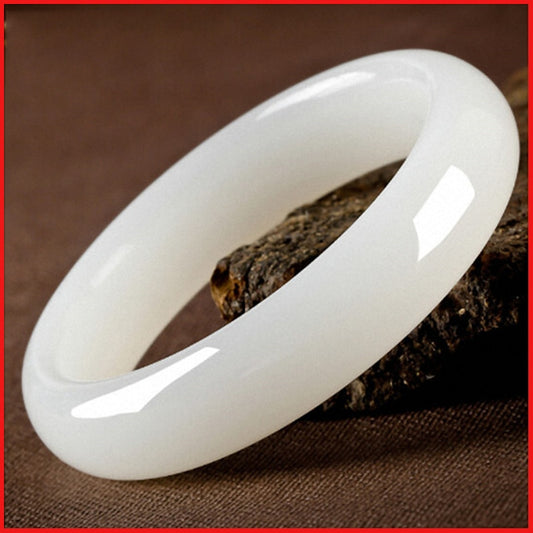 Natural White Jade Hand-carved Jade Bracelet