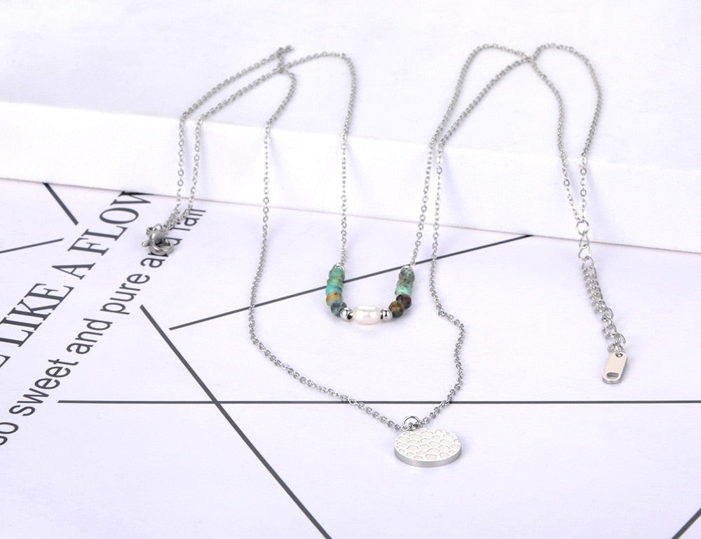 Double Layer Trendy White Pearl Pendant Necklaces