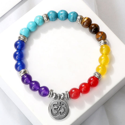 Reiki 7 Chakra Healing Bead Bracelet Natural Stone