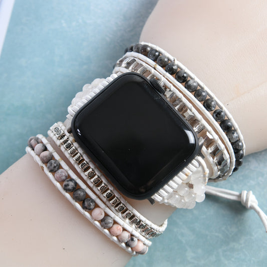 Women Natural Agate Stone Apple Watch Leather