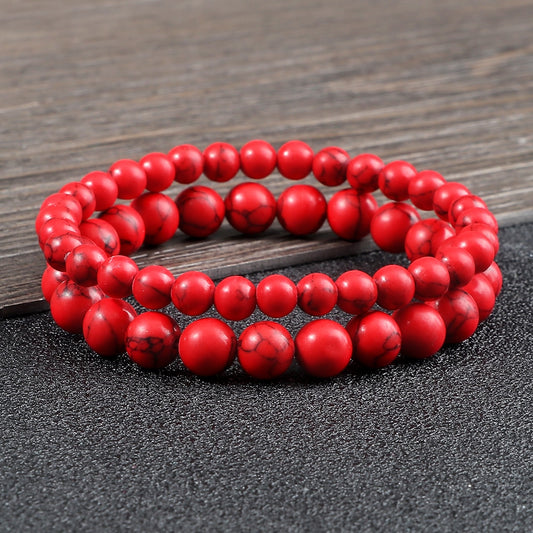 Stone Red Turquoises Prayer Beaded Bracelet Rosary