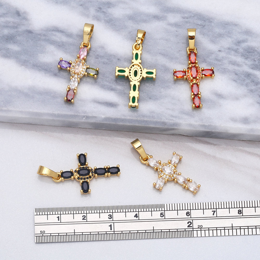 Big Rainbow Colorful Cross Pendants for Necklace