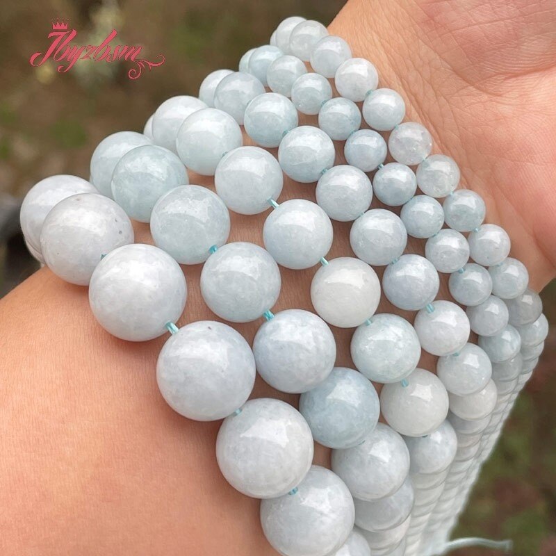 Round Aquamarines Jades Smooth Loose Stone Beads