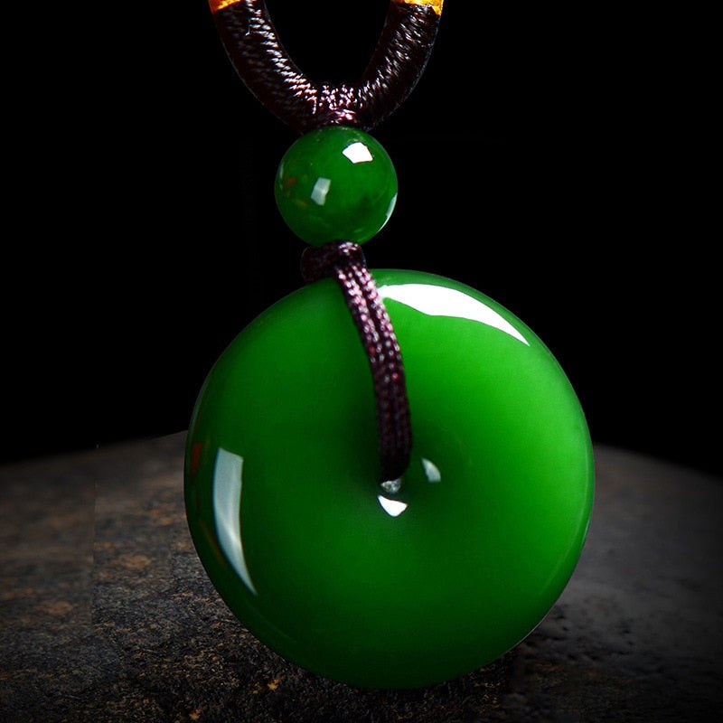 Jade Green Hand-carved Donut Pendant