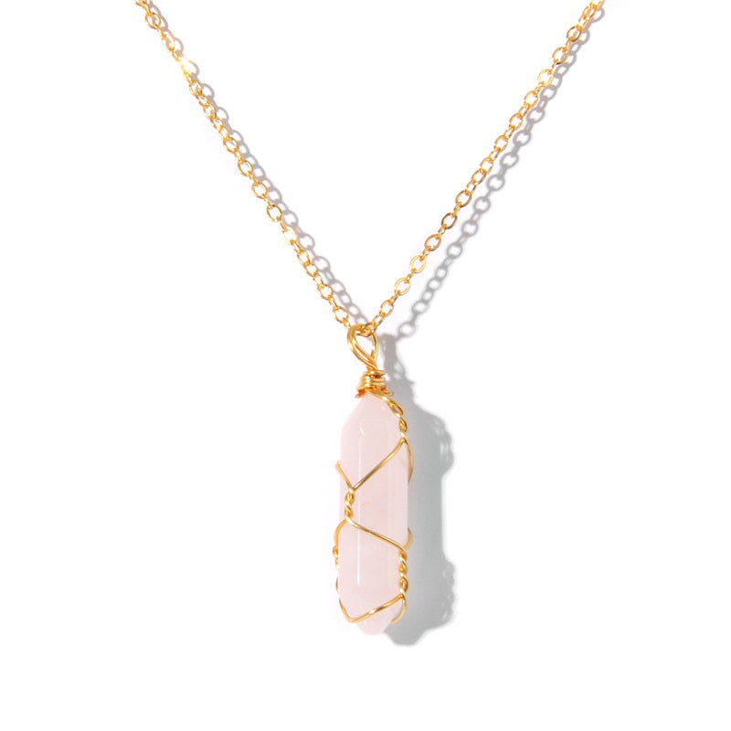 Natural Quartzs Stone Charm Necklaces