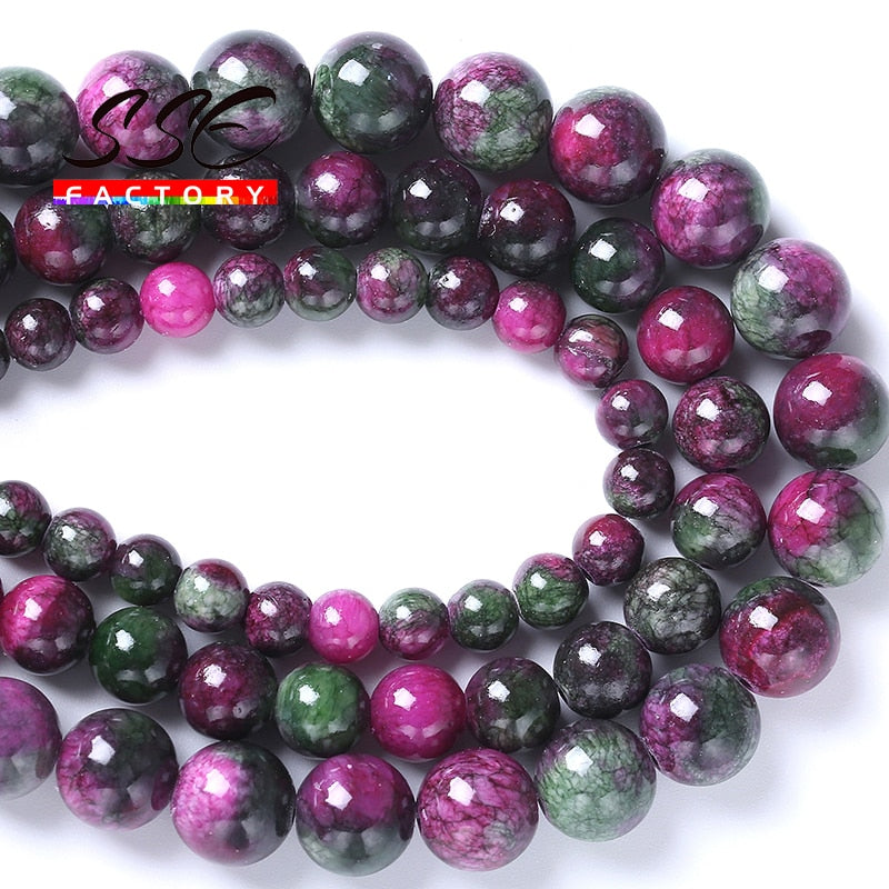 Colorful Tourmaline Jades Stone Round Loose Beads