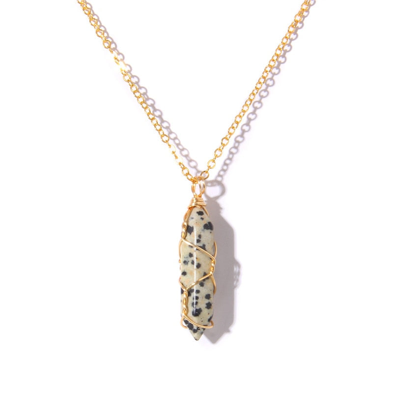 Natural Quartzs Stone Charm Necklaces