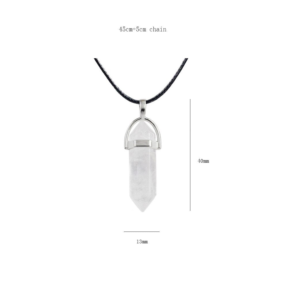 Point Pillar Bullet Hexagonal Column Necklace Stone