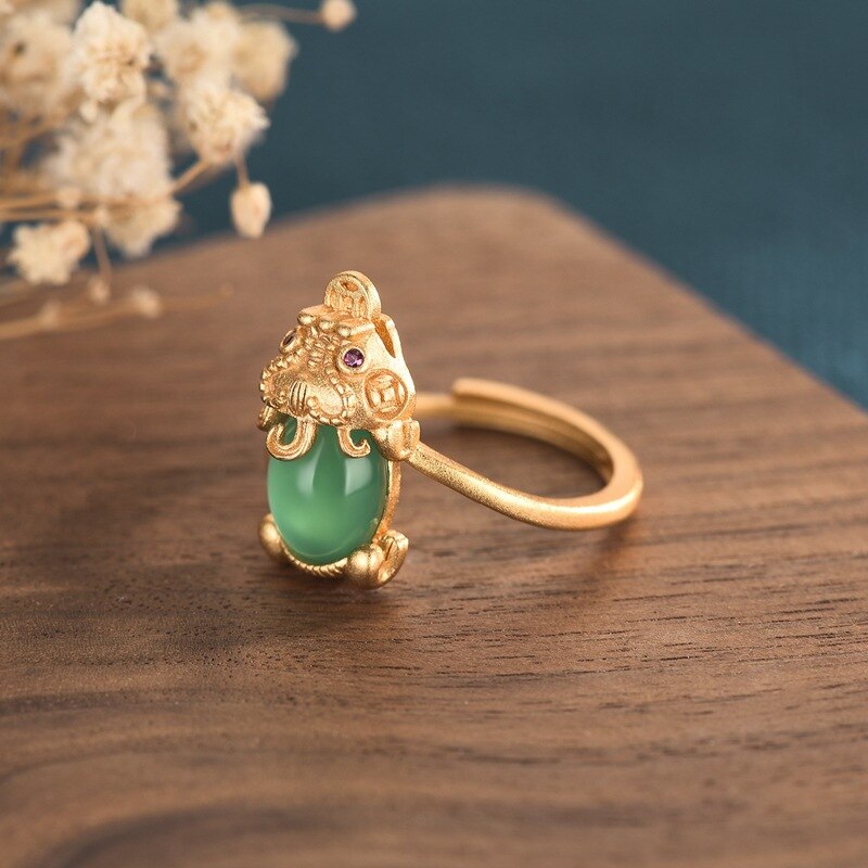 China Ethnic Style Brass Gold-Plated Ring Jewelry