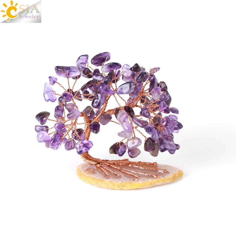 Crystal Money Tree with Agate Slices Love Heart