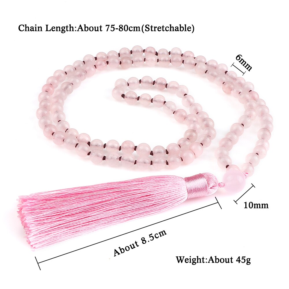 Pink Quartz Beads Necklace Fashion Women