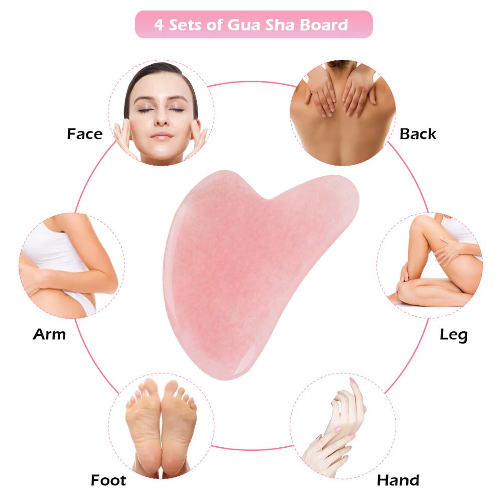 Rose Quartz Jade Stone Heart-shaped Gua Sha