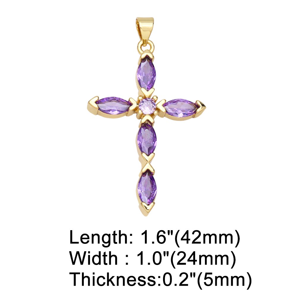 Big Rainbow Colorful Cross Pendants for Necklace