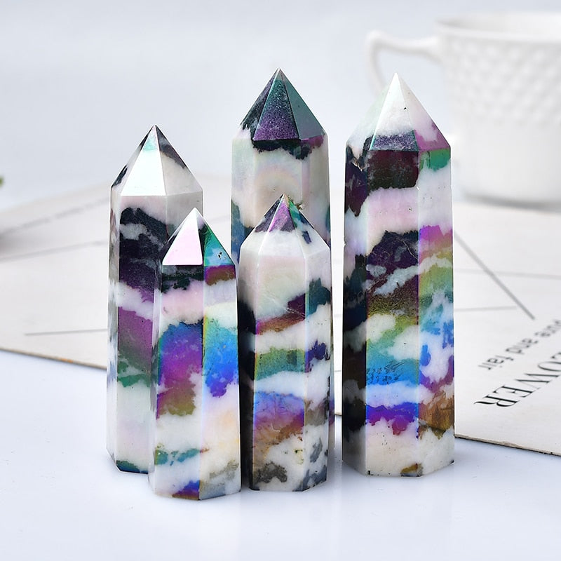 Natural Aura Stone Crystal Point Healing Obelisk