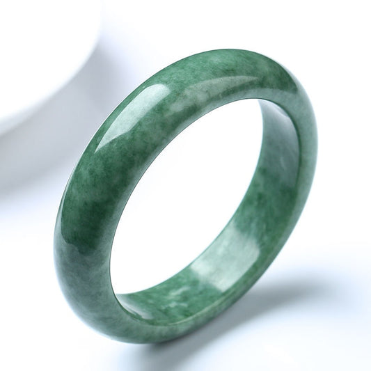 Natural Dark Green Hand Carved Wide Jade