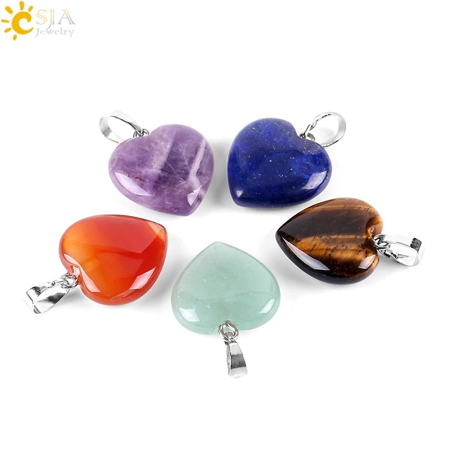 Heart Crystals Natural Stone Necklaces  Pendants