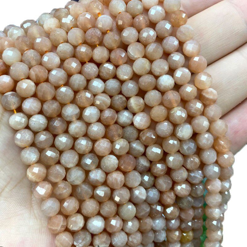 Fine 100% Natural Stone Faceted Sunstone Round