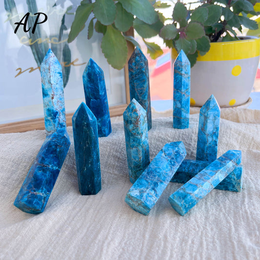 Quartz Wand Blue Apatite Point Crystal Tower Mine Energy