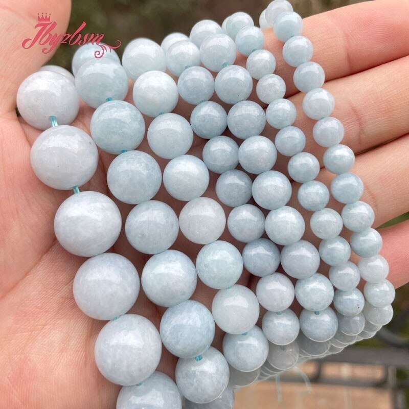 Round Aquamarines Jades Smooth Loose Stone Beads