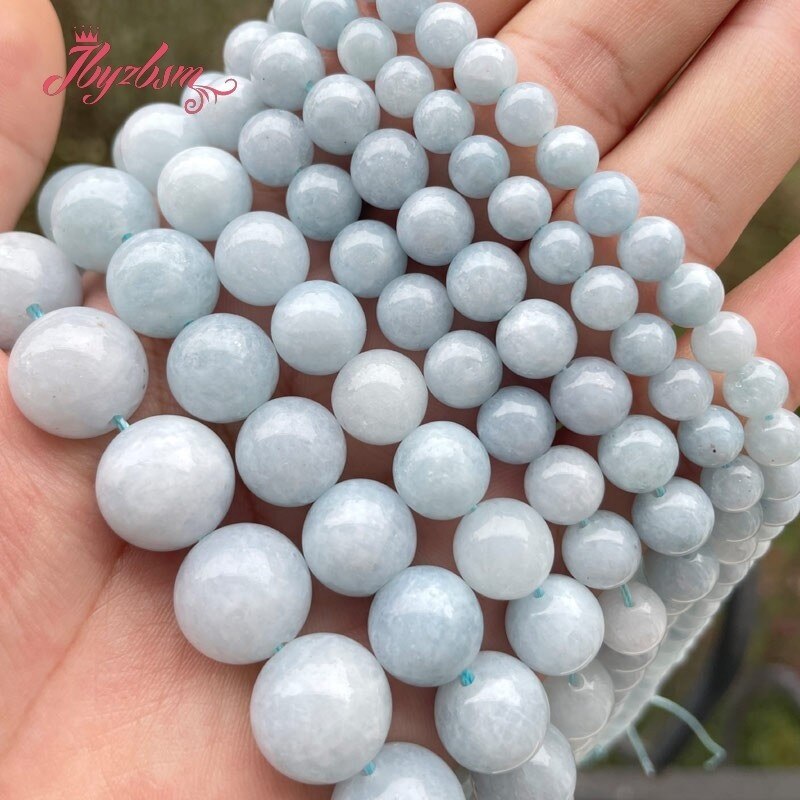 Round Aquamarines Jades Smooth Loose Stone Beads