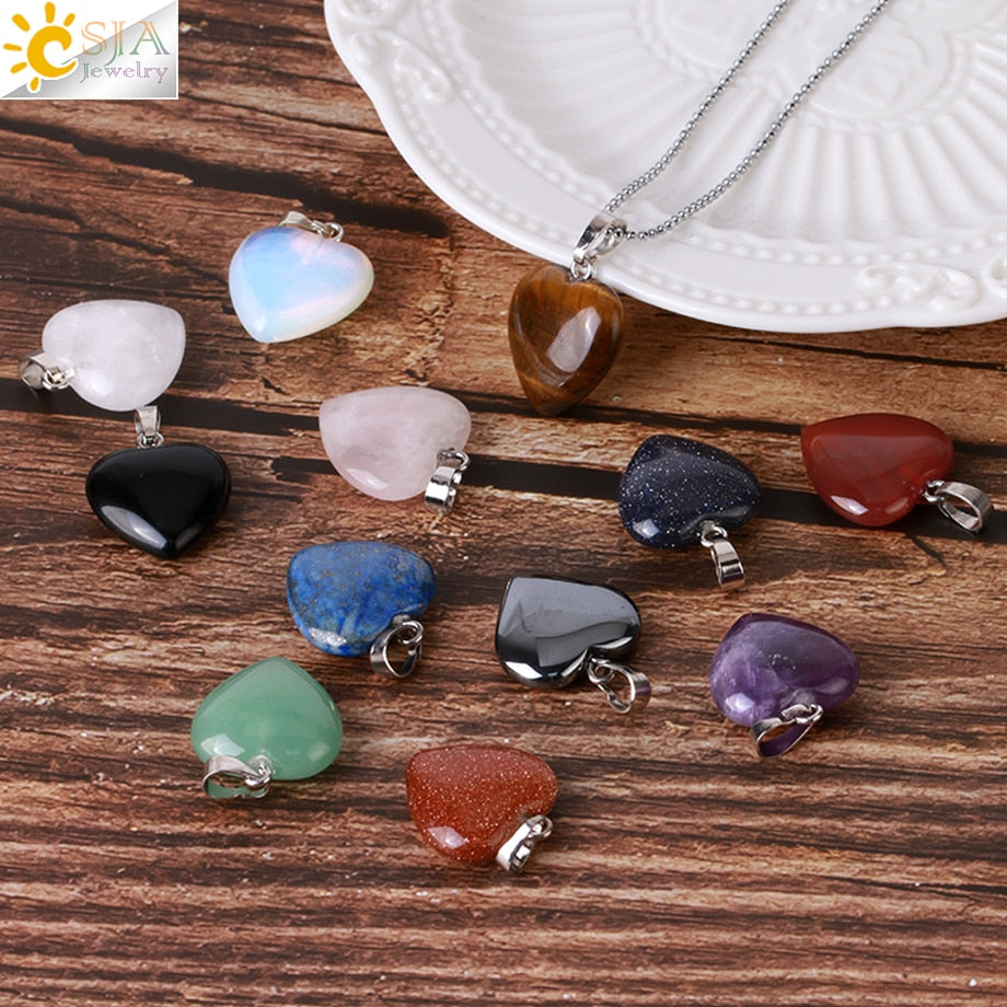 Heart Crystals Natural Stone Necklaces  Pendants