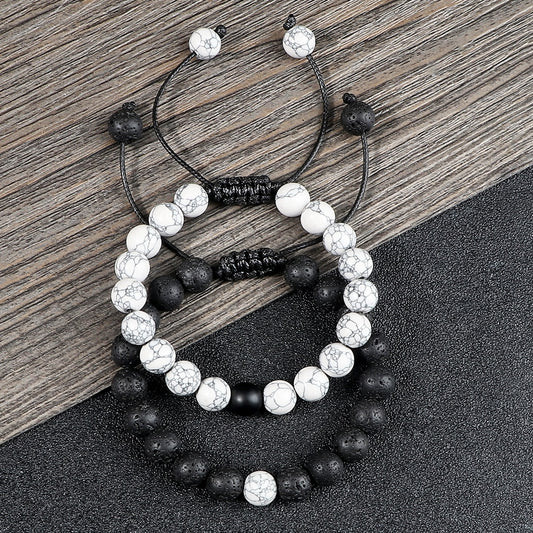 Braided Bracelets Men Natural Stone Lava Bead