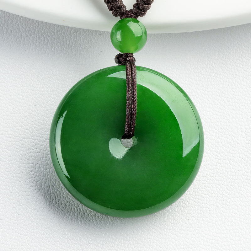 Jade Green Hand-carved Donut Pendant