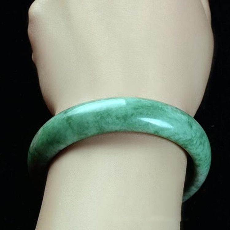 Natural Dark Green Hand Carved Wide Jade