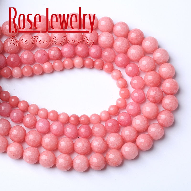 Natural Rhodochrosite Pink Jades Chalcedony Beads