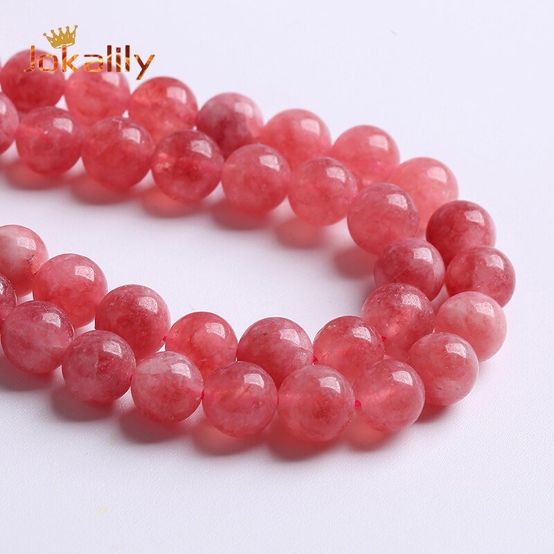 Strawberry Quartz Jades Beads Natural Stone Round