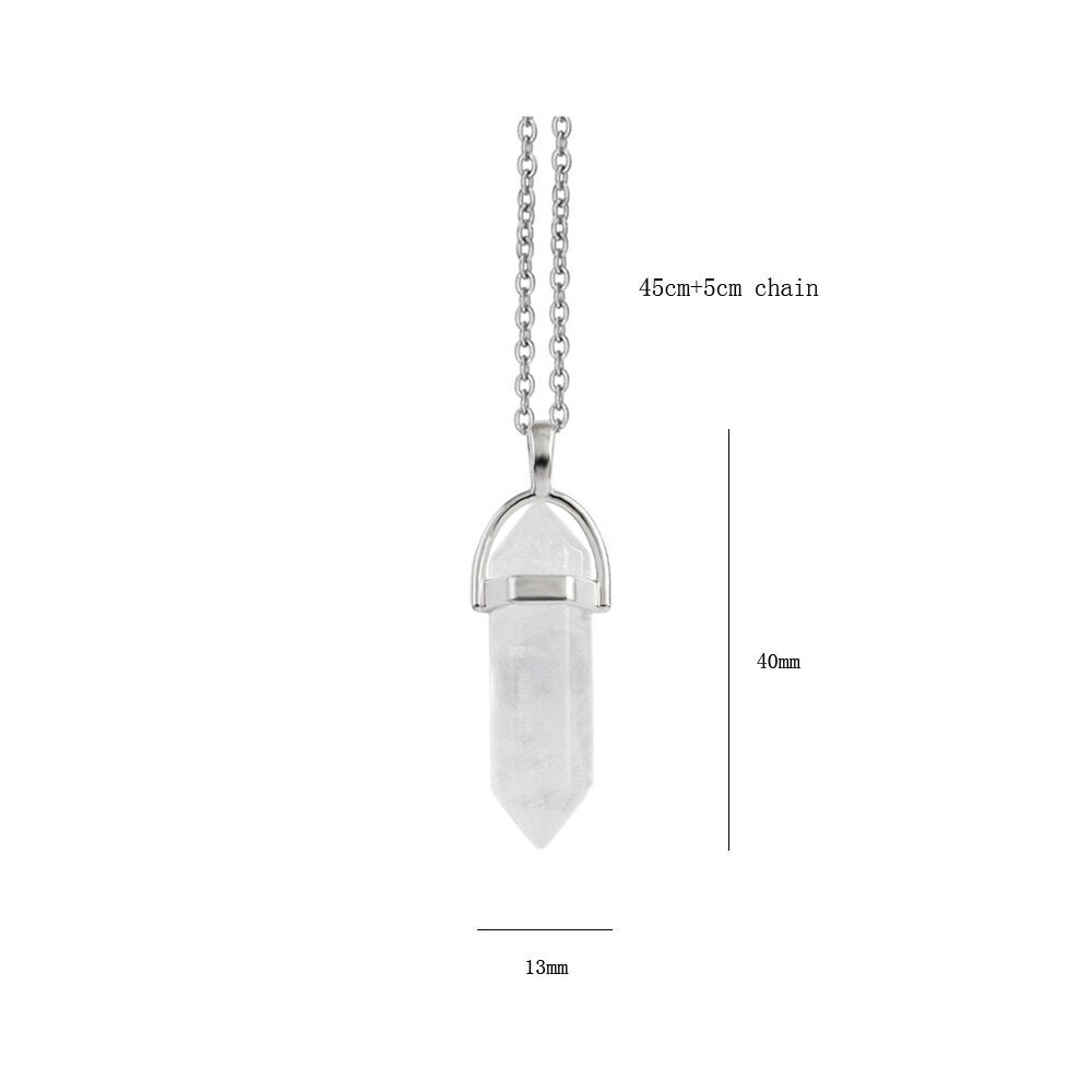 Point Pillar Bullet Hexagonal Column Necklace Stone