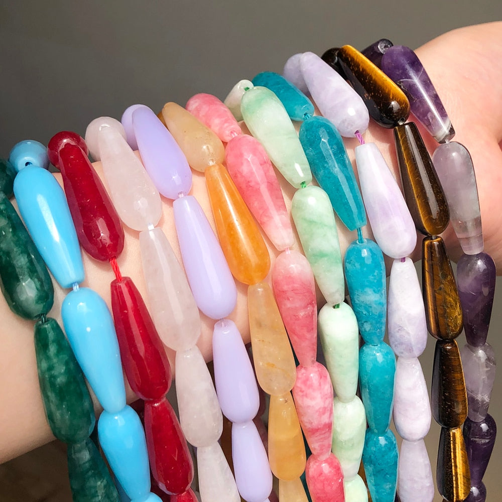 10x30mm Natural Faceted Colorful Chalcedony Jades