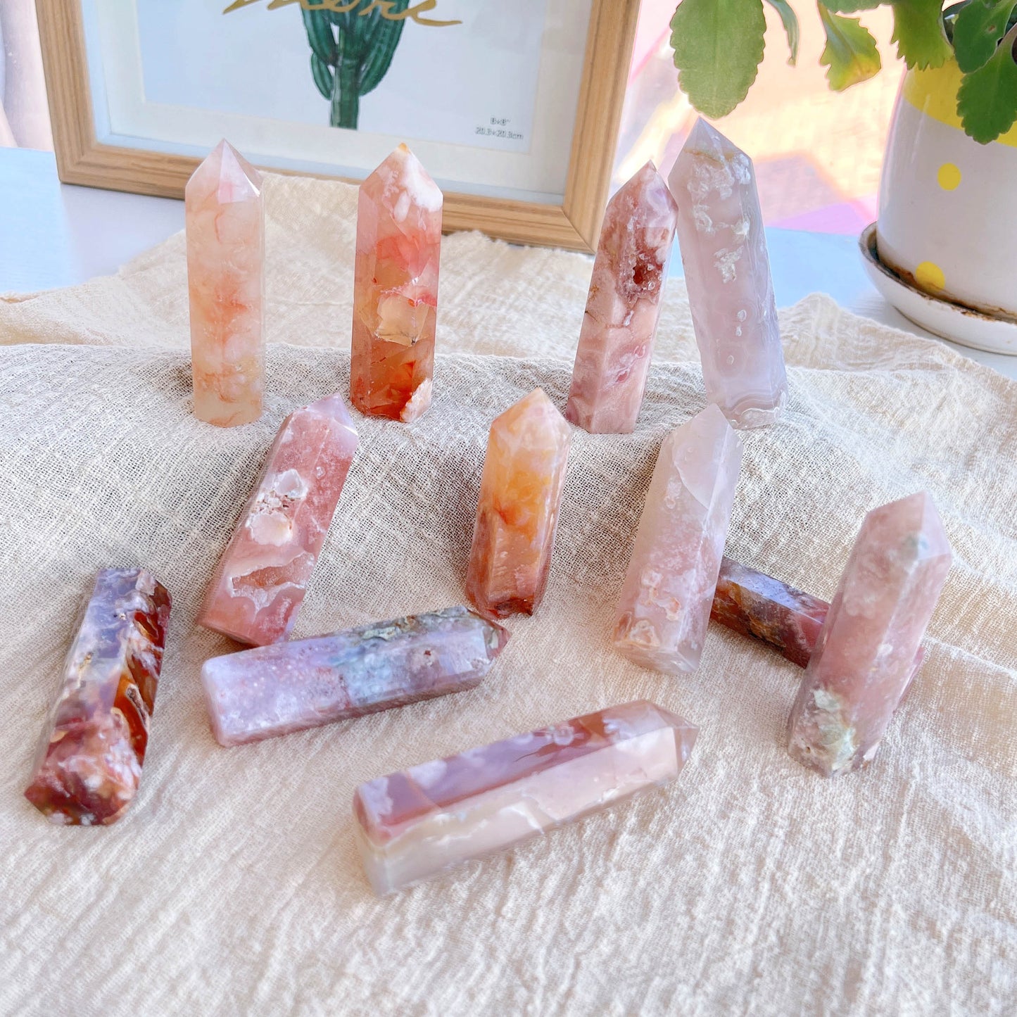 Rose Hermosa Crystal Quartz Tower Sakura Agate